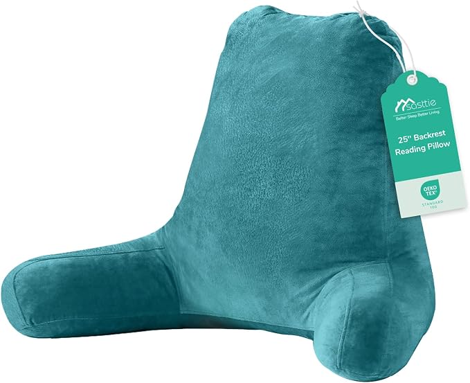 Sasttie Reading Pillow for Bed, Back Pillow for Sitting Up, Teal Blue by SASTTIE