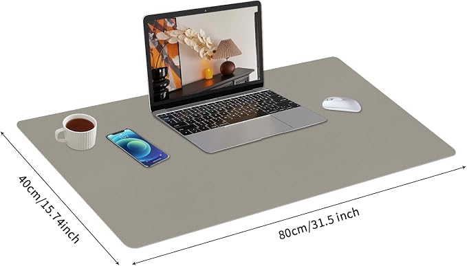 Bloss Grey Desk Mat, Leather Desk Pad, Desk Matt for Desktop, Waterproof Desk Pad Mat, Computer Mat for Office Work/Home/Decor/Desk Protector/Cover(31.5 x 15.7 Inches) - Image 5