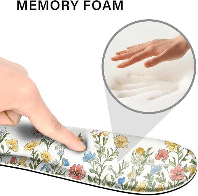 Desk Pad and Keyboard Wrist Rest, Large Mouse Pad + Keyboard Pad+Mouse Wrist Support, Non-Slip Desk Mat Protector for Office, Home 31.5×11.8 Inches Spring Floral - Image 4