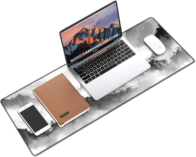 Galdas Mouse Pad for Gaming,XXL XL Large Mouse Mat Long Extended Mousepad Desk Mat Non-Slip Rubber Mice Pads Stitched Edges Thin,Black Ink Background (31.5 x 11.8 x 0.12 Inches) - Image 3