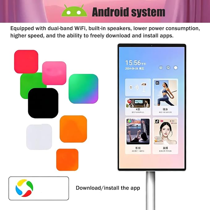 Portable Smart TV 27" 4K UHD Touchscreen with Android OS, 8GB RAM + 128GB Storage, Rotatable Stand for Indoor/Outdoor Movies, Video Calls & Gaming - Image 5