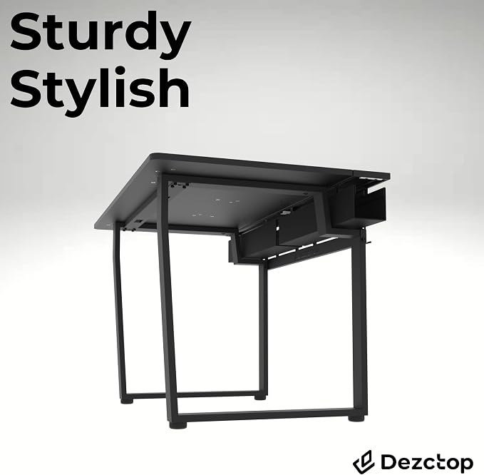 Dezctop Bifrost 120 47W x 28D Gaming PC Computer Desk with Shelves, Large Workstation for Gamers or Home Office with Pegboard, Built-in Cable Management, Stainless Steel Frame (Black) - Image 6