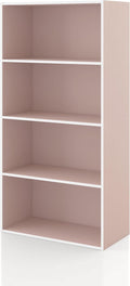 Homes: Inside + Out Apexa 4-Tier Cube Storage Organizer Shelves, Stackable Wood Bookcase Fits Cubby Bins for Organization, Dorm Teen Room Decor & Home Office, Light Pink by HOMESInsideOut