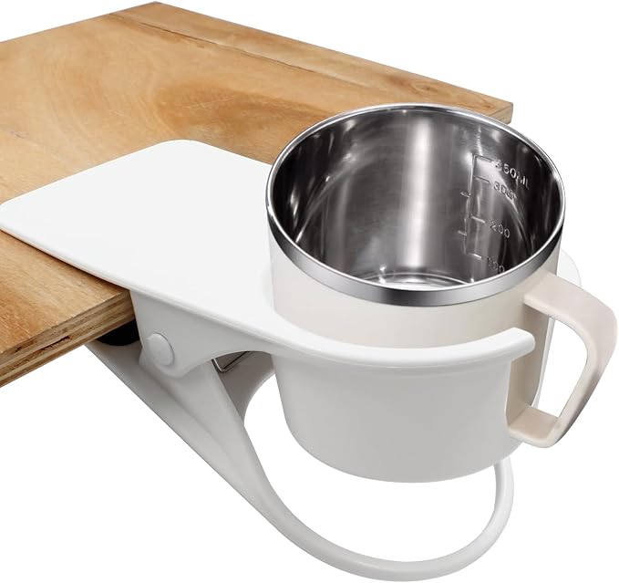 Jiozermi Drinking Cup Holder Clip, Desk Drink Holder with Clip (White) by Jiozermi