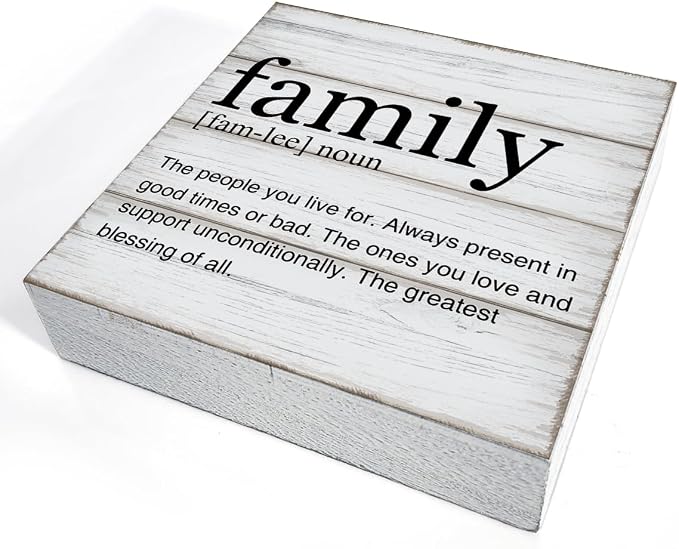 Family Definition Wooden Box Sign Family Quotes Desk Decor - Image 3