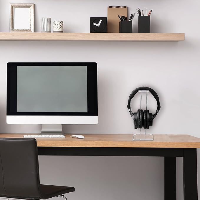 Xuhal Acrylic Headphone Stand Headset Holder for Desk, Clear Acrylic Gaming Headset Stand Universal Headphone Holder for Desktop Display Office Accessories, with Metal Hardware(Rectangle) - Image 5