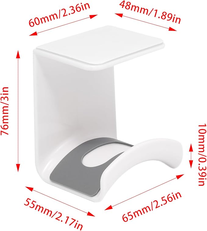 White Headphone Stand Hanger,Hanging Headset Holder Hook Under Desk - Image 2