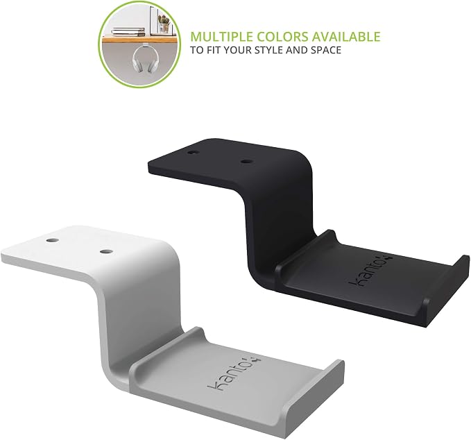 Kanto HH Universal Under Desk Headphone Hook - Black - Solid Steel Construction - Mount Using 3M Adhesive or 2 Included Screws - Image 7