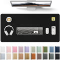 YSAGi Large Extended PU Leather Desk Pad Protector – Non-Slip Waterproof Desk Mat for Office & Home, Easy Clean Mouse Pad & Laptop Writing Blotter 35.4"x17" Black by YSAGi