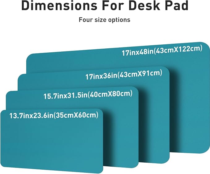 Aothia Leather Desk Pad Protector, Office Desk Mat, Large Mouse Pad, Non-Slip PU Leather Desk Blotter, Laptop Desk Pad, Waterproof Desk Writing Pad for Office and Home (48"x17", Turquoise) - Image 6