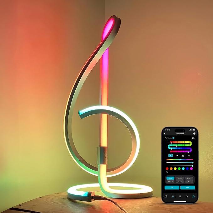 Lepro TB2 AI Smart Table Lamp, RGB+IC Modern Treble Clef Spiral Desk Light by Lepro