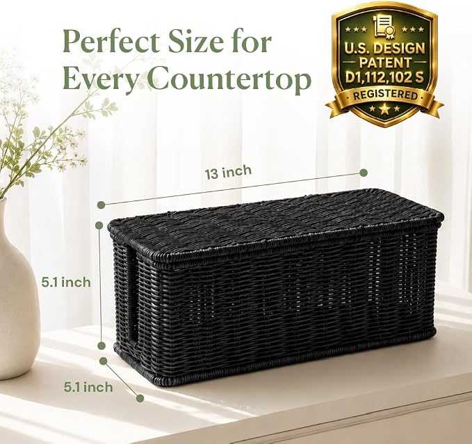 Cable Management Box, Handmade Rattan Cord Organizer for Power Strip - Image 2