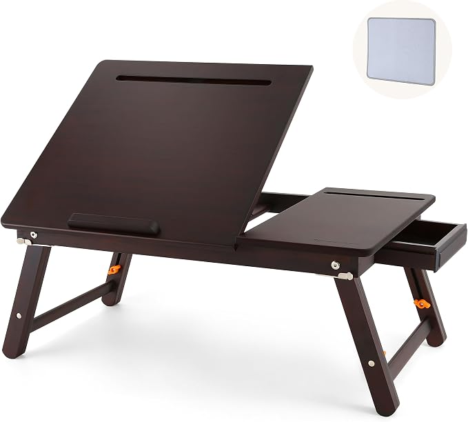 Nnewvante Laptop Desk, Height & Angle Adjustable Lap Desk, Black Walnut by Nnewvante