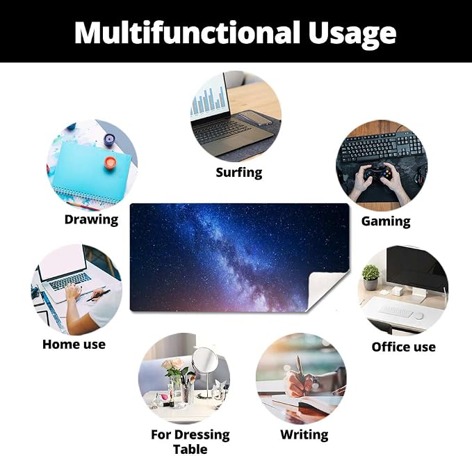 QiyI PU Leather Large Mouse Pad, Office Decor, 31.5" x 15.7", Starry Sky | Desk Décor Accessories, Extended Size, Waterproof & Easy to Clean, Smooth Surface, Non Slip Desk Organization - Image 8
