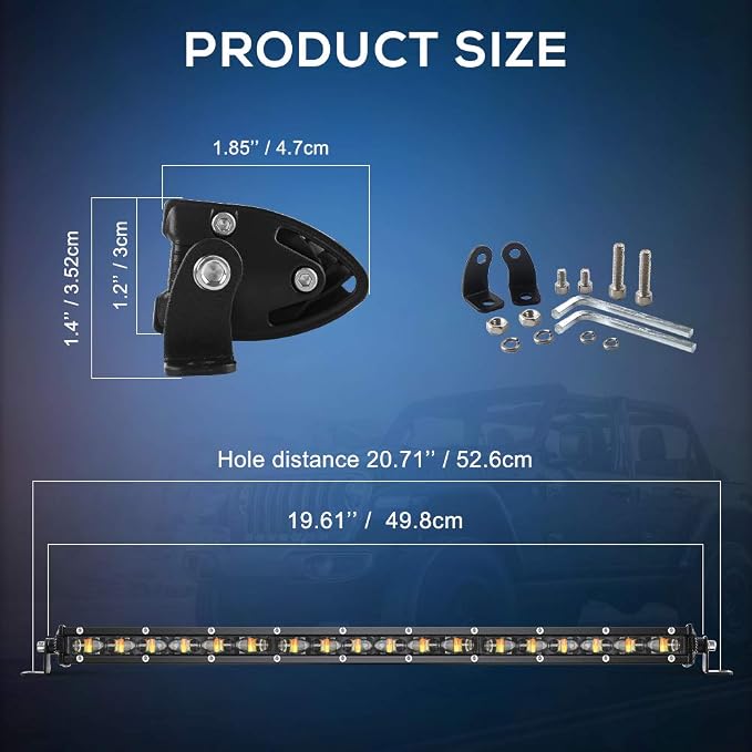 CO LIGHT Led Light Bar Single 20 inch Slim Single Row Lightbar Driving Combo Beam Off Road Fog Work Lights with Mounting Brackets & 6D Reflectors for Truck, Car, Cabin, Boat, ATV, UTV - Image 7