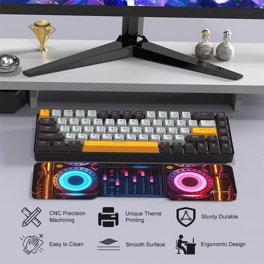 Punk Acrylic Keyboard Wrist Rest - Compact 60% Keyboard- Mechanical Keyboards Ergonomic Palm Rest for Computer Keyboard,Anti-Slip Base,Wrist Pad for Laptop,Office & Home-Easy Typing - Image 2