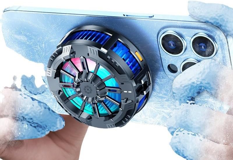Phone Cooler, LOCZAR Magnetic Fan Small USB Fan for Gaming with Removable Grip, Semiconductor Cooling RGB Cellphone Radiator for Cell iPhone Ipad Ps5 Gamer Influencer Tiktok Live Streaming - Image 2