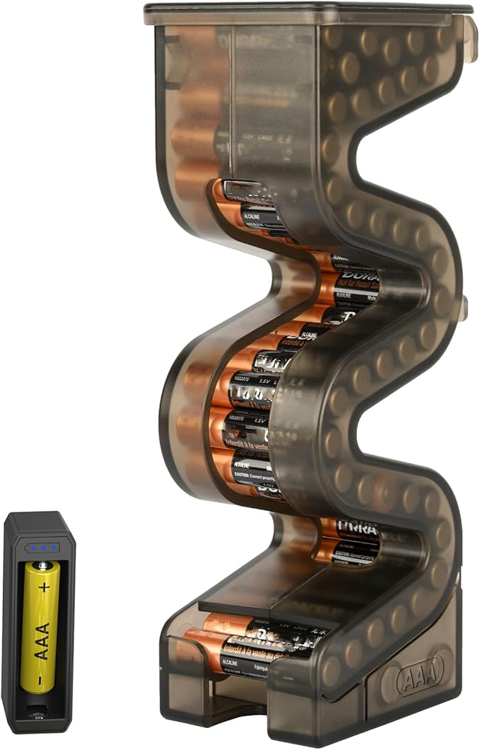 KIWIFOTOS 35-Slot AAA Battery Storage Case with Tester Vertical Dispenser by KIWIFOTOS