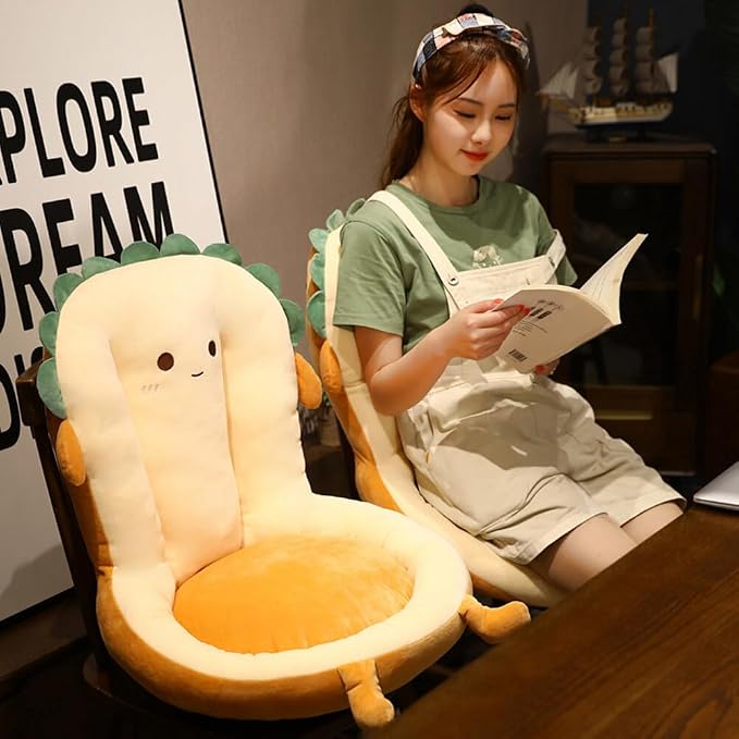 Cute Toast Seat Cushion with Backrest - Kawaii Office Chair Cushion - Soft Gaming Chair Cushion - Image 5