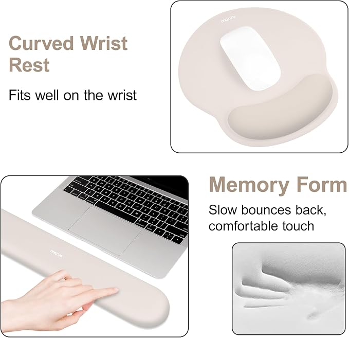 MOSISO Wrist Rest for Mouse Pad Set, Large Gaming Deskpad, Stone Gray - Image 4