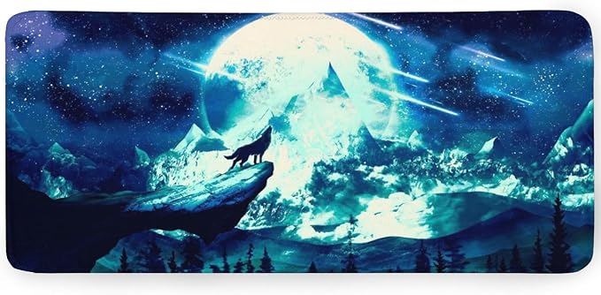 Gaming Mouse Pad Anime Mousepad Large Extended Wolves Gaming Mouse Mat with Stitched Edges Wolf Office Decor with Non-Slip Rubber Base Desk Mat for Work Gaming Office Home 31.5'' X 11.8'' Inch - Image 9