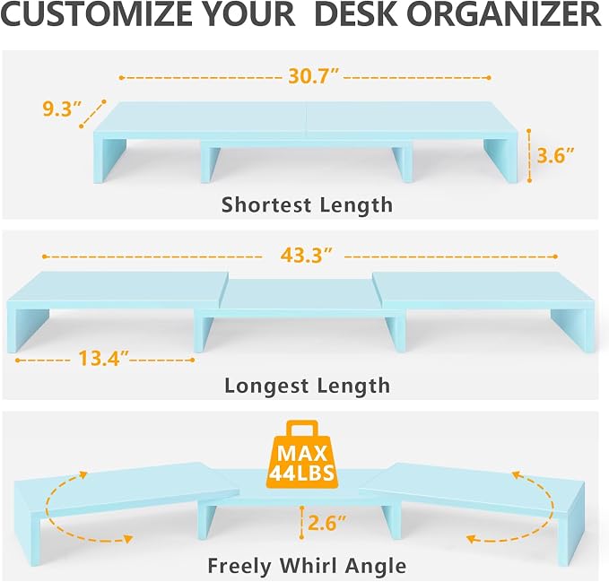 TAVR Dual Monitor Stand Riser, Wooden Computer Monitor Stand for 2 Monitors - Image 3