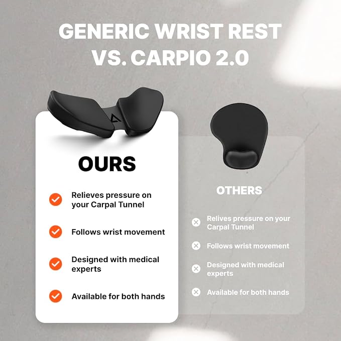 DELTAHUB Carpio 2.0 - Left-Handed Truly Ergonomic Wrist Rest for Mouse, Carpal Tunnel Support, Pain Relief, Anti-Fatigue, Easy Glide, Sleek, Office Computer, Laptop, Gaming - Large, Black - Image 6