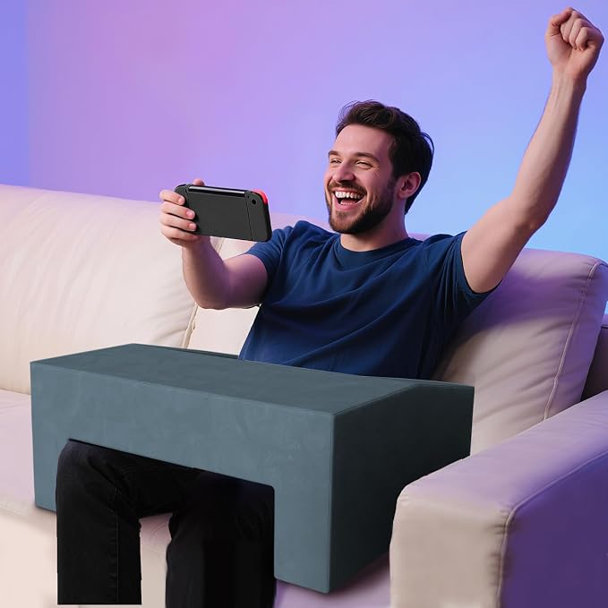 Reading Pillow for Adults, Supportive Lap Desk & Gaming Pillow for Bed, Couch, Floor, Simple Design with Ergonomic Arm Rest for Reading, Working, Gaming, Knitting 4 Color Options (Navy) by Nevsokio