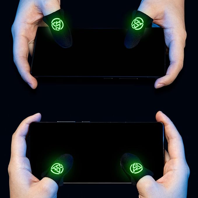 Yuly 2pcs Game Fingertip Gloves for Sweatproof Anti-Slip Finger Sleeve Breathable Gaming Finger Cover Thumb Gloves for Mobile Gaming Grip Pain-Relief Mobile Phone Gaming Finger, Black - Image 2