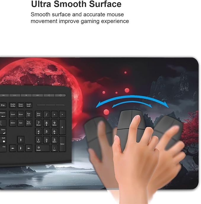 35.4 x 15.7 in, Waterproof XXL Large Mouse Pad for Desk, Extended Keyboard Mouse Mat for Computer Office, Big Laptop Mouse pad, Gaming Pc-Darkness Red Moon - Image 5