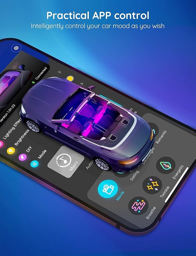 Govee Car LED Lights, RGB Smart Car Interior Lights, App Control - Image 4