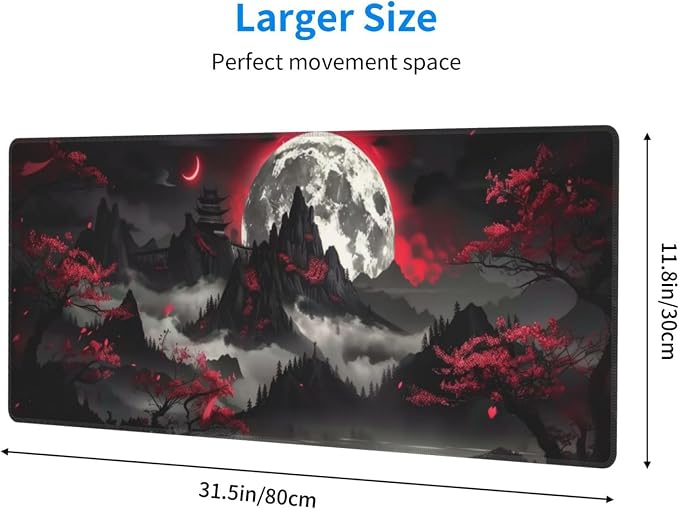 Extended Gaming Mouse Pad, Large Gaming Mouse Waterproof with Stitched Edges, Non-Slip Desktop Pad for Home and Office, Level Up Your 31.5x11.8 Inch… (Dark Night) - Image 2