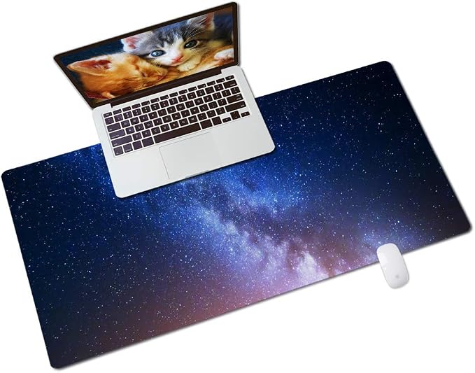 QiyI PU Leather Large Mouse Pad, Office Decor, 31.5" x 15.7", Starry Sky | Desk Décor Accessories, Extended Size, Waterproof & Easy to Clean, Smooth Surface, Non Slip Desk Organization by QIYI