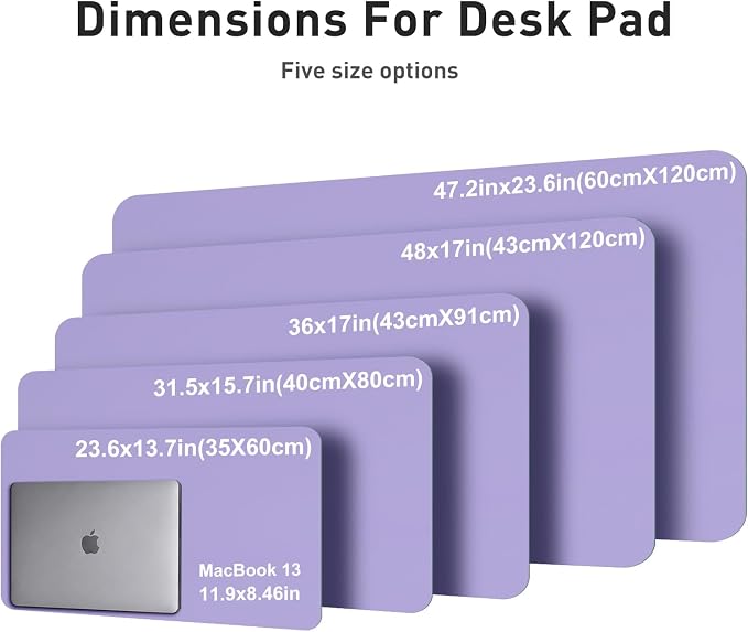 Aothia Faux Leather Desk Mat (Light Purple, 48" x 17") | Creates A Clean, Organized Workspace With One Surface For Your Keyboard, Laptop And Mouse - Image 5