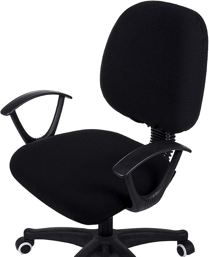 Smiry Office Computer Chair Covers for Desk Rotating Chair Protector | Stretch Jacquard Removable Washable Universal Slipcovers, Seat + Backrest Cover, Black by Smiry