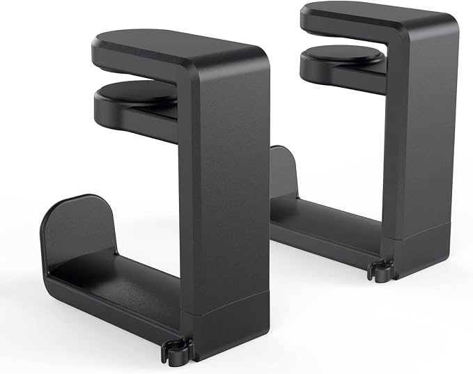 EURPMASK 2 Pack Rotating Headphone Stand,Adjustable Clamp-on Headset Holder | 360°Swivel,Headset Hanger Hook Under Desk,No Residue,Cable Organizer,Soft Rubber Pads,Keep Headphones Secure&Desk Tidy,Black by EURPMASKChoosethecolorofeurope