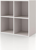Homes: Inside + Out Apexa 4-Cube Storage Organizer Shelves, Stackable Wood Bookcase Fits Cubby Bins for Organization, Dorm Teen Room Decor & Home Office, Taupe Grey by HOMESInsideOut