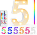 Pooqla Colorful Lighted Numbers with Remote, 35 Colors Light Up Numbers for Party, RGB LED Marquee Number Lights Gift for 5th Birthday Decorations, Wedding, Bar, Night Light, Home Decor, Number 5 by Pooqla