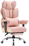 COMHOMA Big and Tall Office Chair Heavy Duty Wide Ergonomic Gaming Chair with Deluxe Embossing Designed Leather with Foot Rest,150°Reclining Adjustable Armrests Pocket Spring Back Support and Pillow by ComHoma