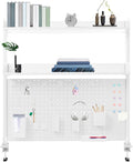 Desk Pegboard, Clamp On Desk Organizer Shelf, Desktop Bookshelf Storage Shelves, Privacy Panel for Home Office Dorm Gaming Desk, Carbon Steel, 39.4" x 37.4", White by banborba