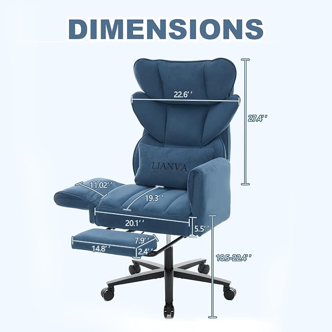 500LBS Big and Tall Office Chair, Ergonomic Cross Legged Desk Chair | Reclining Executive Desk Chair, High Back Computer Gaming Chair with Flip Armrests Lumbar Support Footrest,500lb Vanity Chair - Image 2