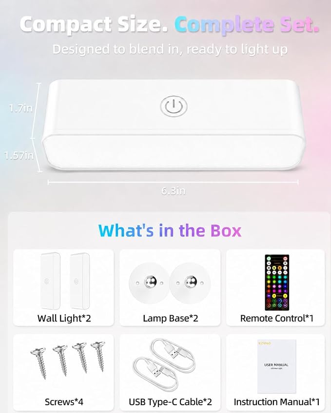 EZVALO Wireless RGB Light Bars, Rechargeable LED Mood Lights with Remote - Image 9