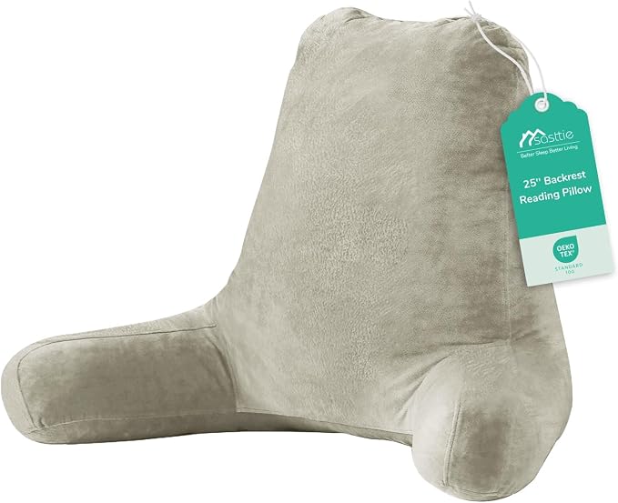 Sasttie Reading Pillow for Bed, Back Pillow for Sitting Up, Linen by SASTTIE