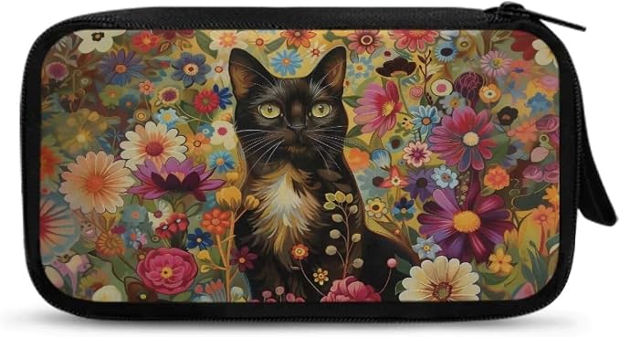 Black Cat Cable Organizer Bag Tech Pouch Portable Electronics Organizer Travel Case for Phone Power Bank SD Card Electronic Accessories Carry Case - Image 8