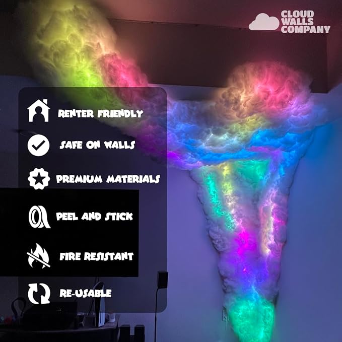 Cloud Light Ceiling Panels & LED Lights – Peel-and-Stick, 32.8 ft LED Strips, Alexa-Enabled, Aesthetic Room Decor for Bedrooms, Dorms, Gaming Rooms, Home Theater, Content Creators, AirBNB Décor - Image 2