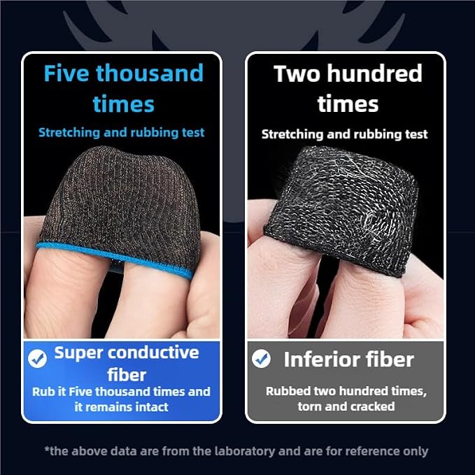 8 Pack Gaming Finger Sleeves for Mobile Gaming,Smooth Feel,Anti Sweat,Ultra Thin,0.3mm Silver Fiber,Gaming Finger Gloves for PUBG COD Dedales Gamer,zhicom Finger Sleeves Fit All Touchscreen Devices - Image 5