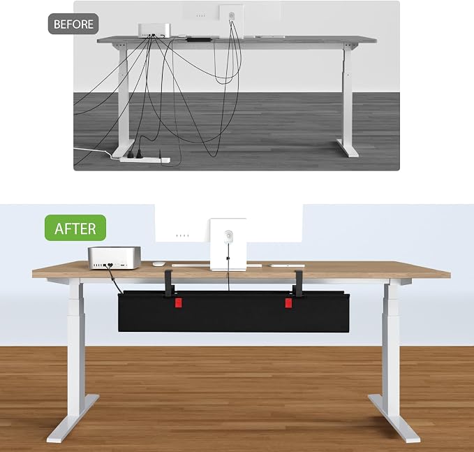 KEEGH Large No Drill Under Desk Cable Management Tray 36 in, Black - Image 6