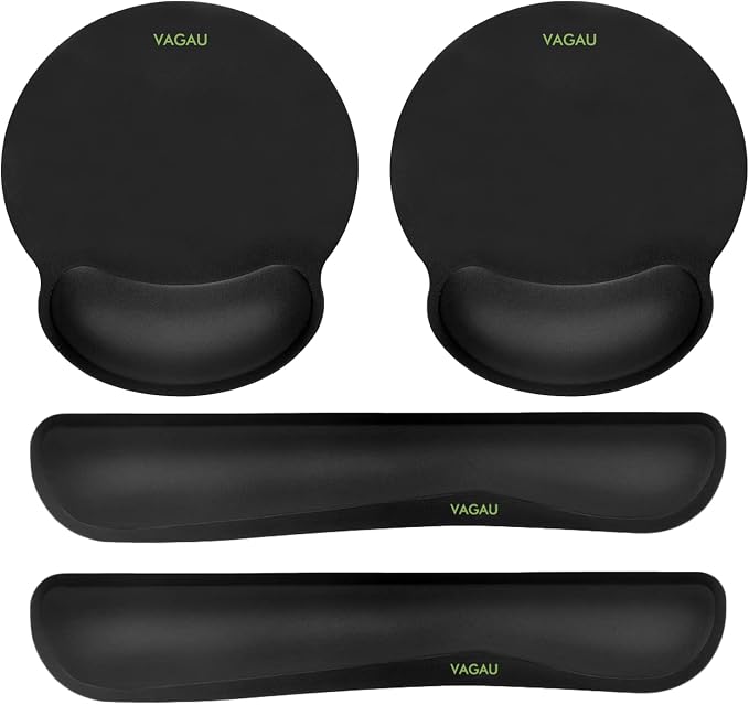 Comfy Mee Premium Memory Foam Keyboard and Mouse Wrist Rest Pads Set- for Comfortable Typing &Wrist Pain Relief (Pack of 2) | Ergonomic Memory Foam Set for Office, Laptop, Mac, Computer and Gaming, Comfortable Typing &Wrist Pain Relief by VAGAU