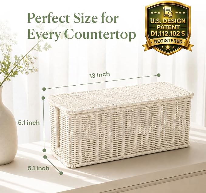 Cable Management Box, Handmade Rattan Cord Organizer for Power Strip - Image 2