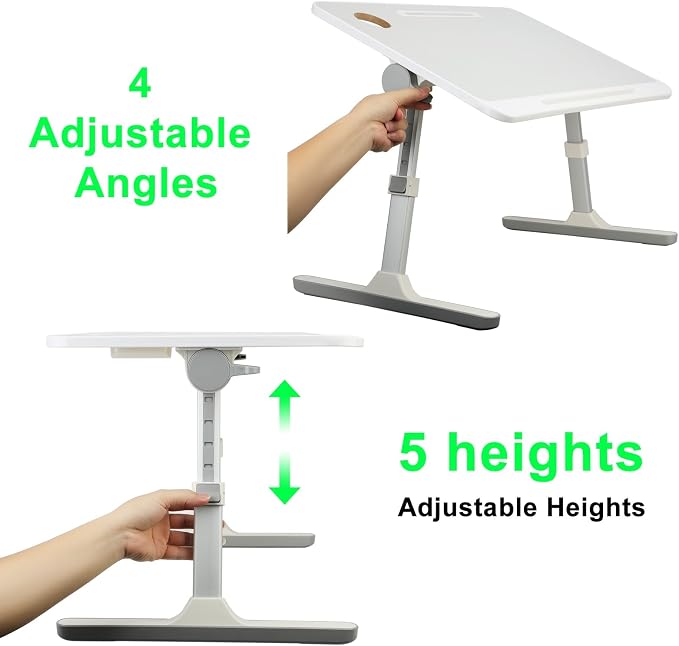 Laptop Bed Tray Table, Height Angle Adjustable Laptop Bed Stand, Portable Laps Desk with Foldable Legs Foldable Laps Tablet Table for Sofa Couch Grey - Image 2